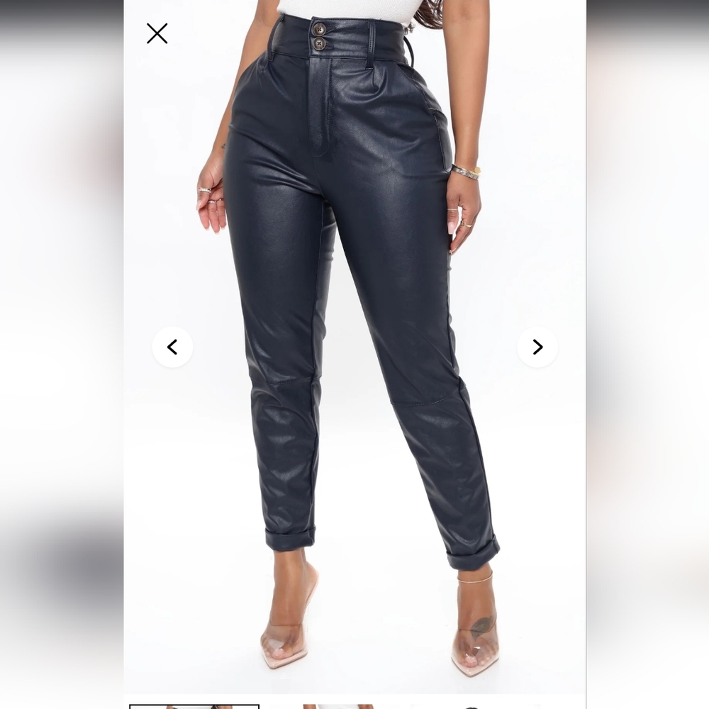 Fashion Nova Leather Ankle Pants In BEIGE